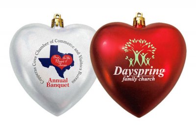 4" Satin Finish Heart Shaped Shatterproof Ornament