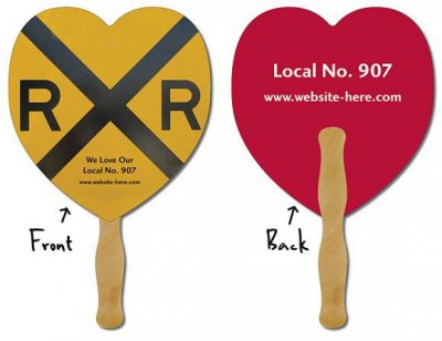 Hand Fan - 8.5x8 Heart Shaped Laminated