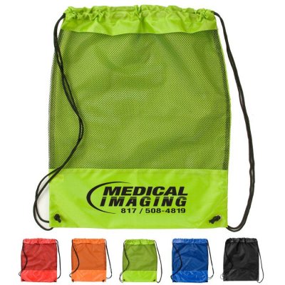 Mesh Panel Drawstring Backpack