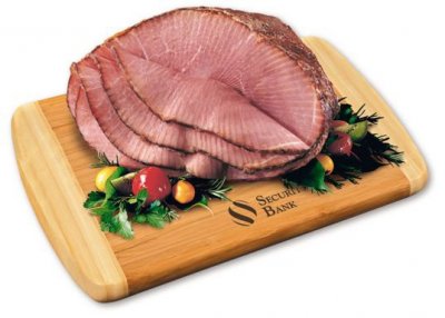Spiral-Sliced Half Ham with Bamboo Cutting Board