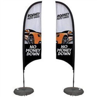 7' Razor Sail Sign Kit Double-Sided w/Scissor Base