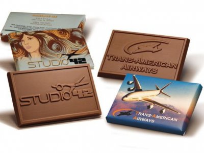 Engraved Milk or Dark Chocolate Bars + Custom Wrappers 2" x 3"
