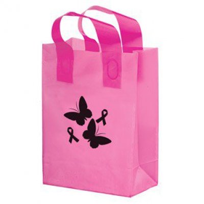 PINK AWARENESS COLOR FROSTED SOFT LOOP SHOPPER BAG