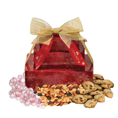 Red Snowflake Three-Tier Tower