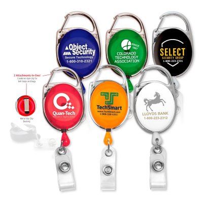 30â€ Cord Retractable Carabiner Style Badge Reel and Badge Holder