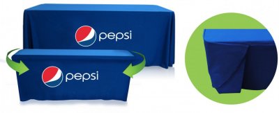 8 ft. to 6 ft. Convertible Throw PolyPoplinâ„¢ Table Cover (Full Color Logo)