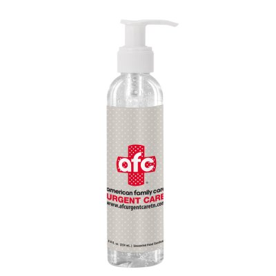 8 oz Clear Sanitizer in Clear Bottle with Pump