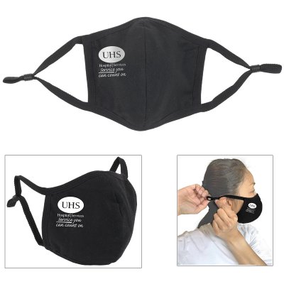 3-D Cone Shaped 3-Ply Cotton Face Mask with Ear Loop Adjusters