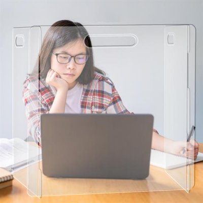 Lightweight 3-Panel Desk Shield w/ Handle