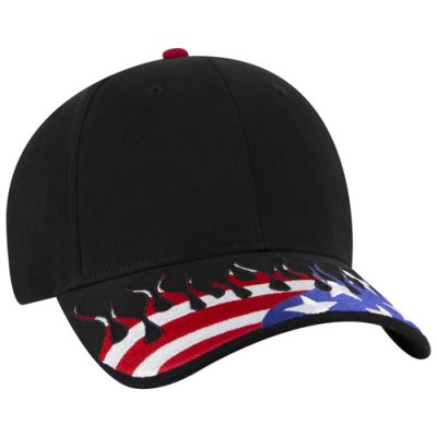 6 Panel Low Profile Baseball Cap United States Flag Flame Design Brushed Cotton Twill 6 Panel Low Profile Baseball Cap United States Flag Flame Design Brushed Cotton Twill