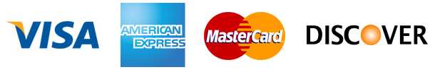 We accept Visa, American Express, Master Card, and Discover credit cards